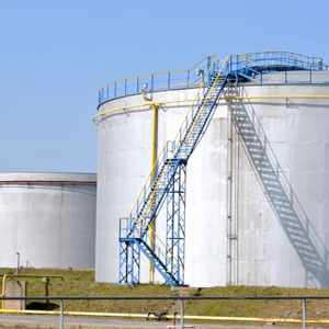 Crude oil storage tanks